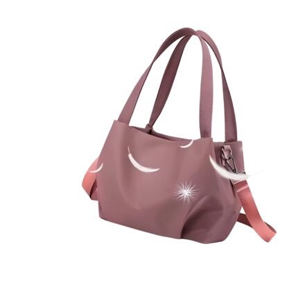 Elegant Feather Print Pink Tote Shoulder Bag Dazika